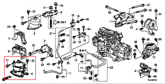 Hydraulic Front Engine Mounting Honda Accord V6 2008-2012 2.0L 50830-TA2-H02