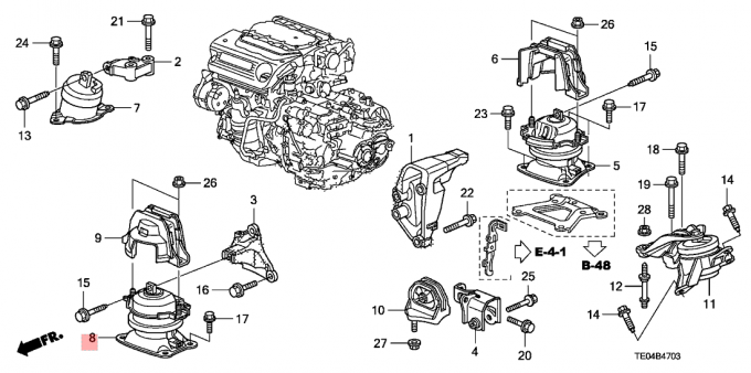 3.5 L V6 Engine Mount Rubber Car Parts 2008 2009 Honda Accord