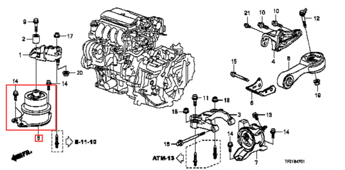 50822-TF0-J02 Side Engine Mount Rubber Car Parts Honda City Fit 2008-2012 1.5 L 50822-TG0-J02