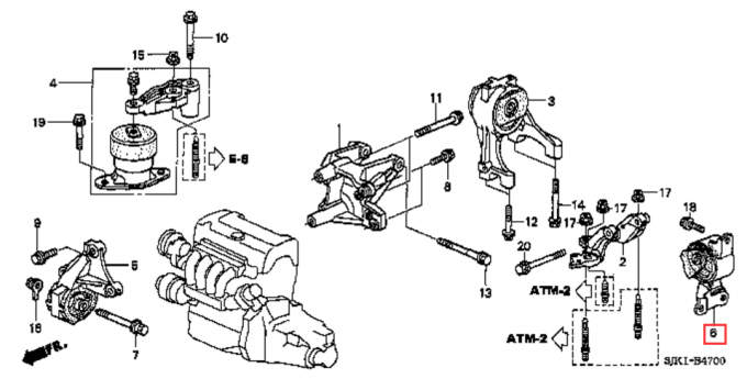 Transmission Rubber Engine Mounts 50850-SFE-003 Honda Odyssey 2.4 L RBI 2005-2008