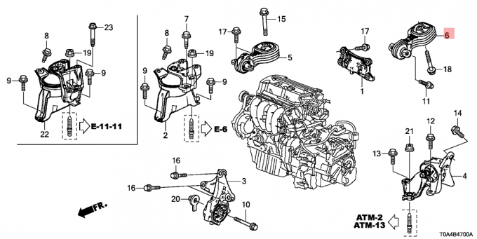 Rear Lower Honda CR-V 2012 2013 2014 RE1 Engine Torquerod Damper 2.4 L 50890-T0A-A81